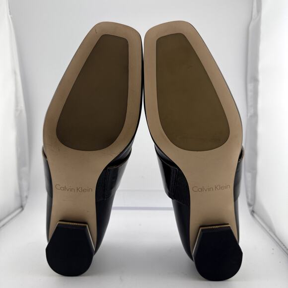 CALVIN KLEIN Womens Bessy Smooth Calf Black Patent Buckle Slip On Loafers Sz 6.5 - Picture 8 of 12